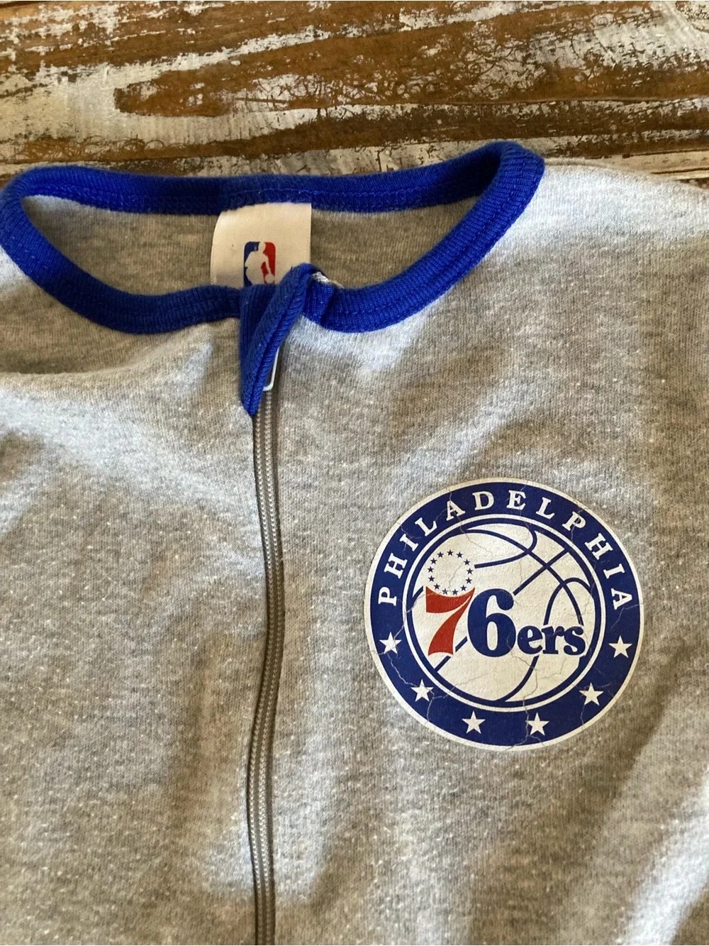 NBA Gray One-Piece Bodysuit with Blue Trim